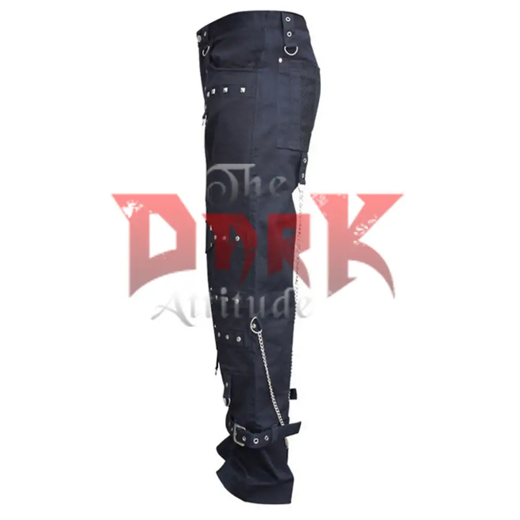 Gothic Men's Handmade Handcuff Green Bondage Cyber Chain Pant